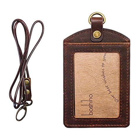 PU Leather ID Badge Holder, Life-Mate ID Badge Holder with 1 Clear