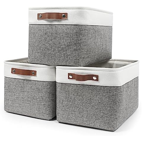 Storage Baskets for Shelves, Cotton Rope Woven Basket With Handles for  Organizing, 3-Pack 15x11x9.5 Decorative Towel Baskets for Shelves  Organizer