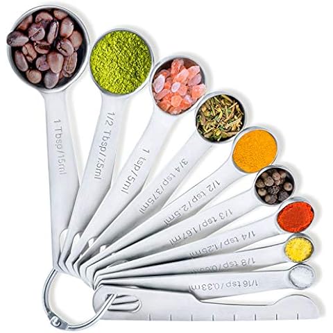 Rena Chris Measuring Spoons, Premium Heavy Duty 18/8 Stainless Steel  Measuring Spoons Cups Set, Small Tablespoon with Metric and US  Measurements, Set