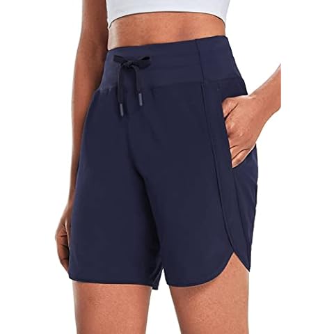 BALEAF Women's 7 Long Running Shorts Quick Dry Athletic Workout Shorts  with Zipper Pockets Unlined