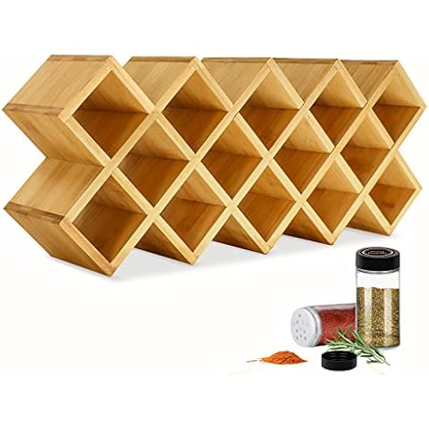 Orii 20 Jar Spice Organizer Rack in Natural Acacia Wood