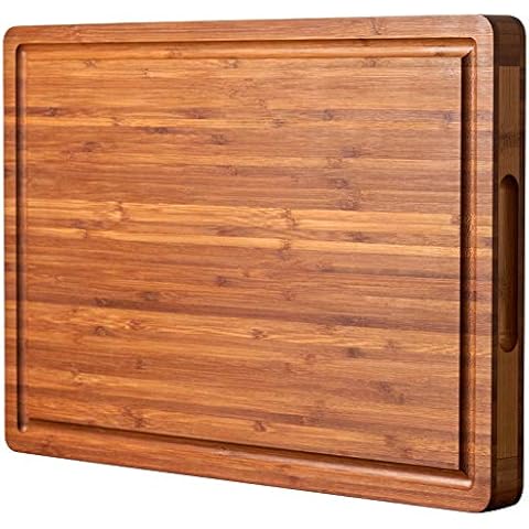 Large Acacia Wood Cutting Board for Kitchen - Caperci Better Chopping Board  with Juice Groove & Handle Hole for Meat (Butcher Block) Vegetables and