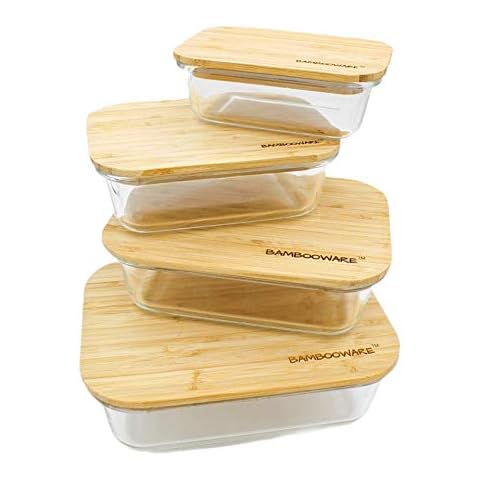 Glass Food Storage Containers with Lids (Bamboo) Set of 5. Bonus 6 Silicone  Stretch Lids. BPA Free, Plastic Free & Eco Friendly Food Storage. Glass  Meal Prep Containers for Lunch and Leftovers.