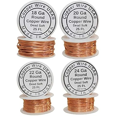 22 Ga Solid Bare Round Copper Wire Dead Soft (4 Oz. - 125 Ft.) Spool