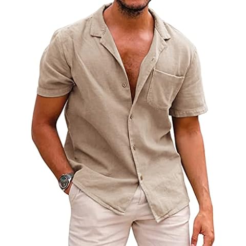 Bazyrey Mens Shirts Men's Casual Button Down Shirts Short Sleeve Regular Fit Beach Shirt Tops Black XL