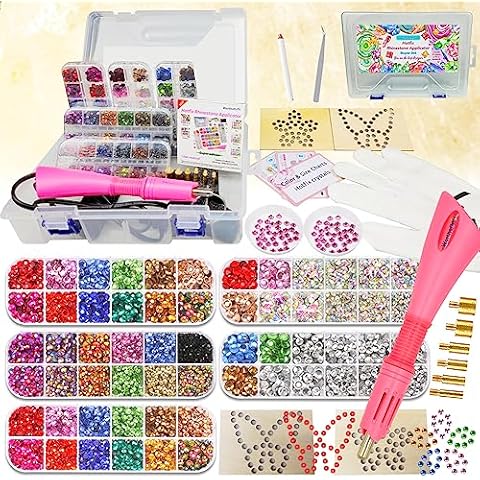 Worthofbest Rhinestones for Clothes Crafts Bedazzler Kit with Rhinestones  Glue Crystals Gem Setter for Clothing Shoes Fabric Plastic Glass Tumblers