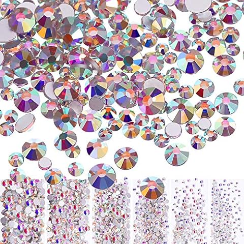 10400Pcs 1.2mm Mini Diamond Shining DIY Rhinestones Iridescent Pixie Small  Crystals for Nail Need Glue Phone & Nail Art Decoration (AB Clear) 10400pcs  1.2mm mini rhinestones