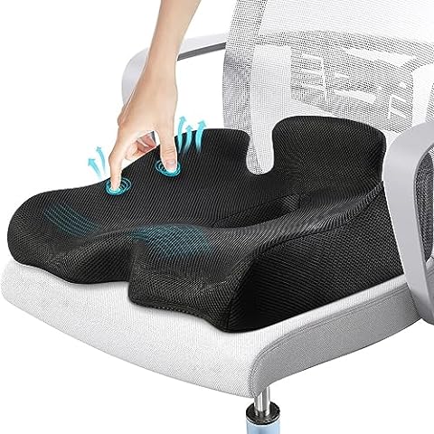 Sleepavo Memory Foam Cooling Gel Seat Cushion for Office Chair - Back & Butt Pillow for Sciatica Tailbone Coccyx Hip Pain Relief for Gaming Car &a
