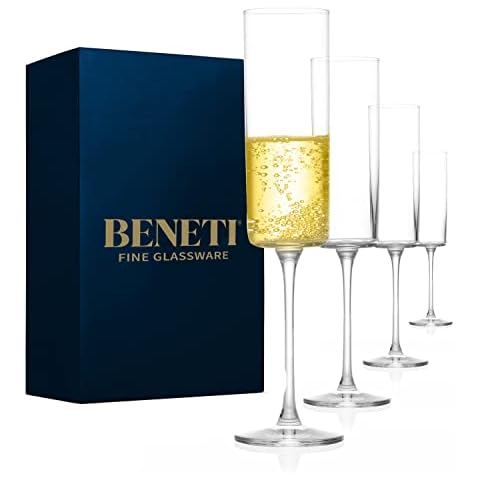 BENETI Modern Wine Glasses (Set of 4) 14 Ounces - Large Capacity, Tall Wine  Glass, Drinking Glass fo…See more BENETI Modern Wine Glasses (Set of 4) 14