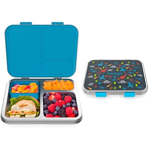 Built Microwave Safe Leak-Resistant 3-Compartment Bento-Style Lunch Box with Utensils and Dressing Container Poseidon Blue 5269835