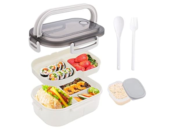 Bento Box Kids 1.3ML Lunch Box Kids with Sauce Container & Cutlery 6  Compartment