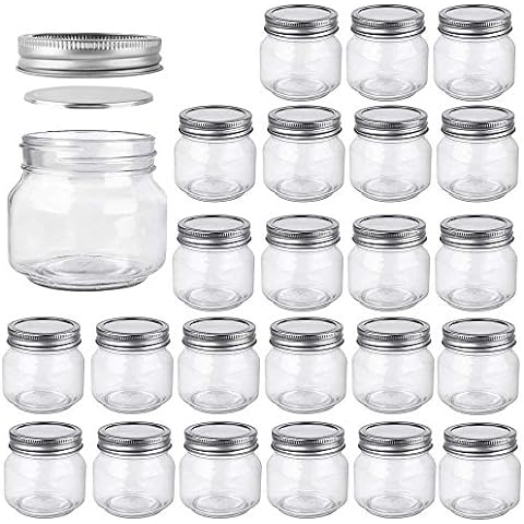 12 Pack 8 oz Round Frosted Glass Jars with Silver Metal Lids, 240ml Matte  Clear Empty Candle Jars Cosmetic Jars Food Storage Containers, Canning Jars  For Spice,Powder,Liquid,Sample,Face Cream Lotion