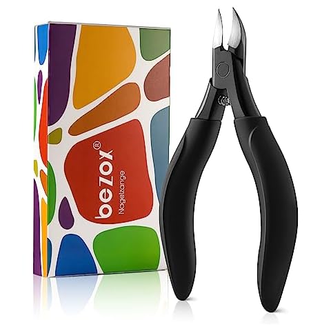 BEZOX Wide Open Fingernail Clippers with Metal Nail File - Toe Nail Clipper  for Thick Nails - Thick Nail Cutter with Tin Case - Silver