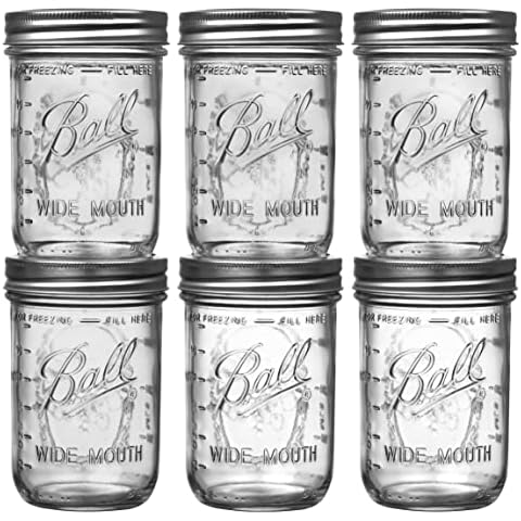 Ball Mason Jars 16 oz Bundle with Non Slip Jar Opener Set of 6 - 16 Ounce  Size Mason Jars with Regular Mouth - Canning Glass Jars with Lids, Heritage  Collection