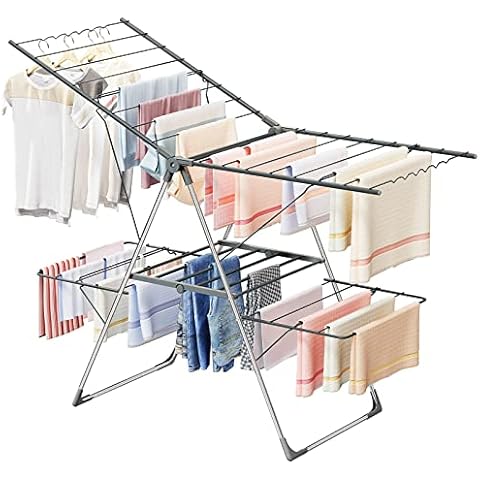 Household Essentials 5001 Collapsible Folding Wooden Clothes Drying Rack  For Laundry | Pre Assembled