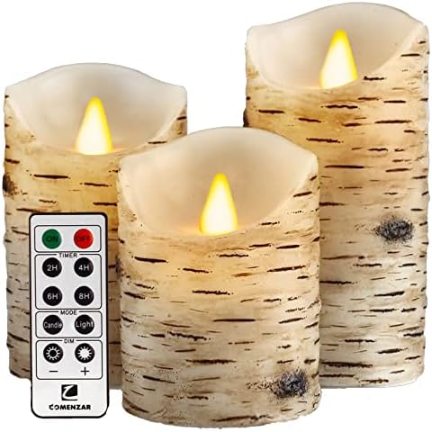 Flamelesscandles: 3.25 x 3 Inch Flat Top Birch Pillar Wax Wrapped Flameless  Pillar Candle