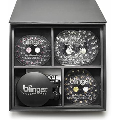 blinger Glimmer Refill Pack | 5 Discs - 75 Precision-Cut Glass Crystals |  Bedazzling Hair Gems | Hair-Safe Adhesive – Bling In Brush Out | Works with