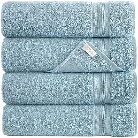 TENSTARS Silk Hemming Bath Towels for Bathroom Clearance - 27 x 55 inches -  Light Thin Quick Drying - Soft Microfiber Absorbent Towel for Fitness