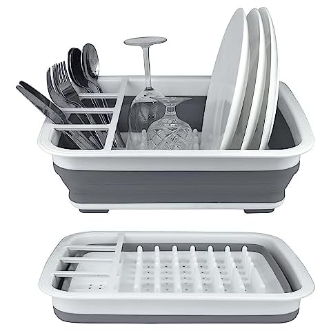 Rubbermaid Collapsible Dish Drying Rack, Dish Drainer, Raven Grey