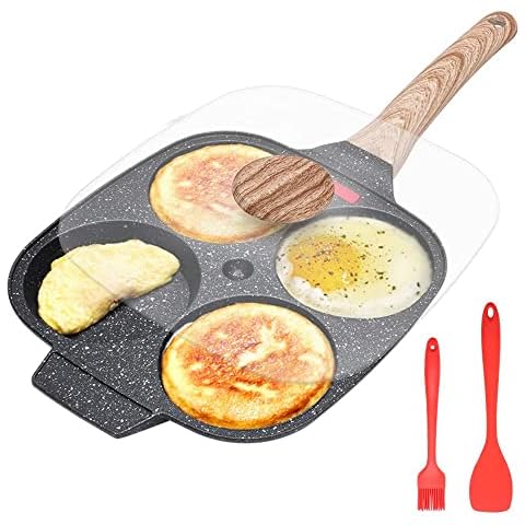 Medical Stone Breakfast Pan,Nonstick 3 Section Frying Pan And Egg Frying Pan  3-Cup, Divided Frying Grill Pan for Egg, Bacon and Burgers, Suitable for  Gas Stove & Induction cooker (3-CUPS) 