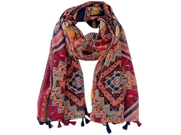 1pc Women's Thick Elegant Bohemian Plaid Jacquard Shawl Scarf Wrap With  Fringes, Imitation Cashmere, Windproof, Great For Outdoor Activities