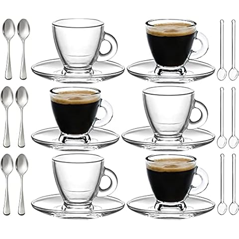 BOHEM'S Espresso Cups, 5 oz Clear Glass Coffee Mugs, Cappuccino Cups with  Large Handle, Drinking Tea…See more BOHEM'S Espresso Cups, 5 oz Clear Glass