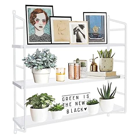 Floating Shelves Set of 2 - Alloy Shelf 16 inch Wall Shelves No Drilling  Wall Mount Rustproof Wall Shelf for Living Room Bedroom Kitchen Bathroom