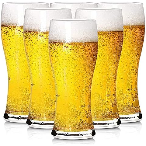 14 Ounce Pilsner Glasses, Set Of 6 Tall-Footed Beer Glass Set - Tapered,  Dishwasher Safe, Clear Crystal Glass Tall Beer Glasses