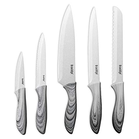 Colorful Kitchen Knives Set of 6 PCS Cute Fruit Knife Set with Gift  Box,High Carbon Steel Kitchen Knife Set without Block, Environmental Wheat  Straw