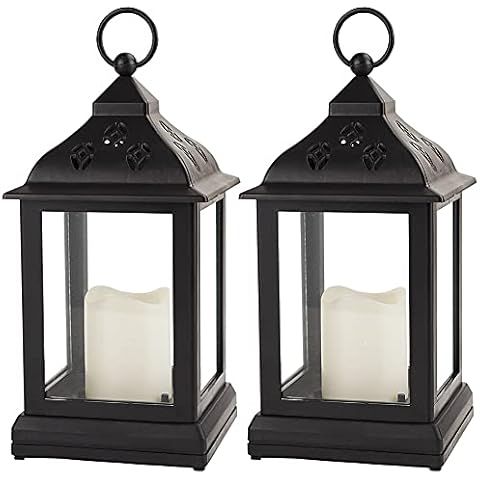 YAKii LED Vintage Lantern Metal Hanging Hurricane Lantern 12 LED