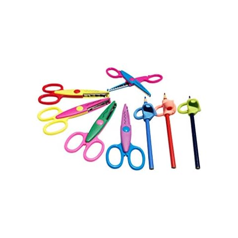 Arteza Kids Decorative Scissors, Set of 12 Different Patterns, 5.5 Inches, Craft