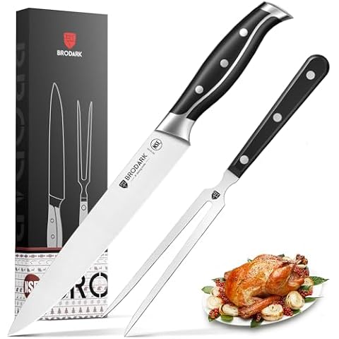 BRODARK Steak Knives, Serrated Steak Knives Set of 6 with Full Tang Handle,  Dishwasher Safe Stainless Steel Steak Knife Set, NSF Certified, Steel-King