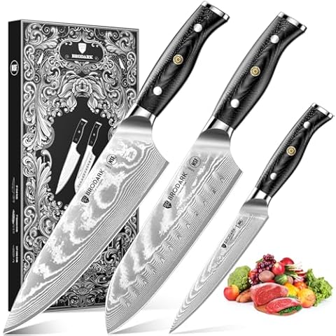 BRODARK Chef Knife, NSF Certified Kitchen Knife Set 3pcs, Aerospace Grade  4Cr9Si2 Stainless Steel Knife Set, Full-Tang Structure Knife with Gift Box