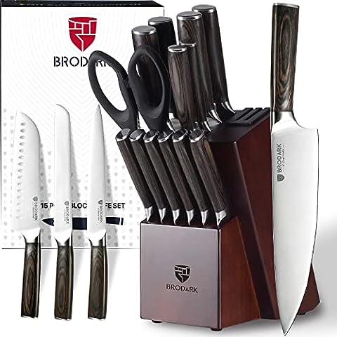 BRODARK Carving Knife Set, German Stainless Steel Carving Knife and Fork,  2-Piece Carving Set for Meat, Turkey, BBQ, Full Tang Ergonomic Handle