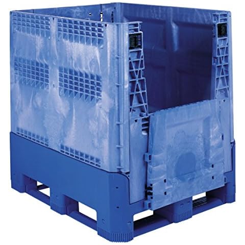 Buckhorn BN4845342023000 Extra Heavy-Duty Collapsible Bulk Box Storage Bin  and Shipping Container, (48-Inch x 45-Inch x 34-Inch), Blue