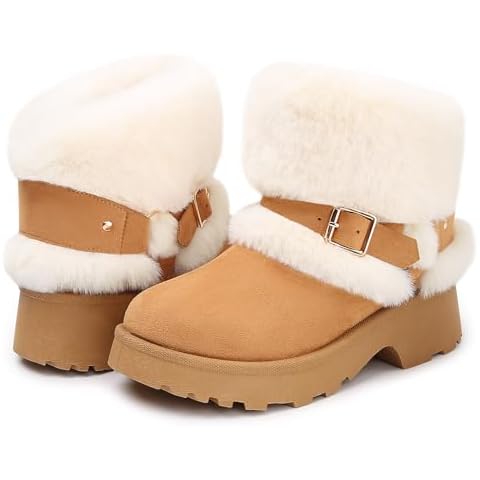 Buckle Platform Boots for Women