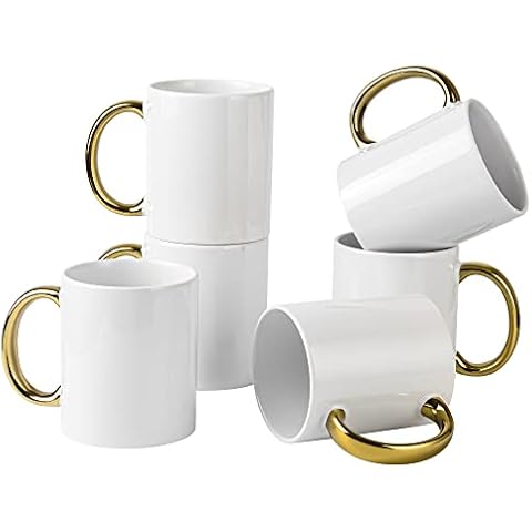 BYCNZB 16oz White Funnel Ceramic Tall Coffee Mugs for Coffee, Tea, Cocoa,  Latte, Milk set of 4