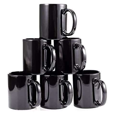 BYCNZB 16oz White Funnel Ceramic Tall Coffee Mugs for Coffee, Tea, Cocoa,  Latte, Milk set of 4