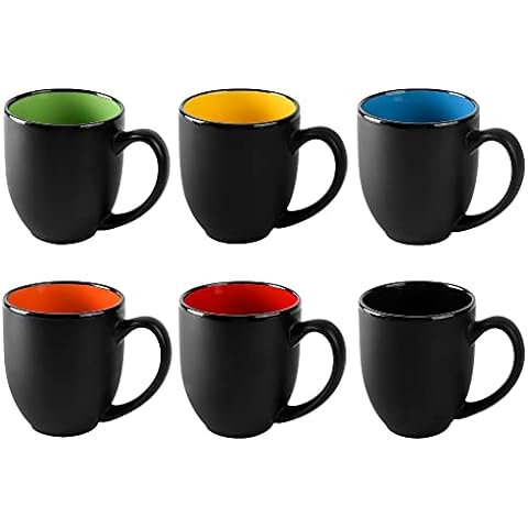  AmorArc 16oz Coffee Mugs Set of 6, Large Ceramic Coffee Mugs  for Man, Woman, Dad, Mom, Modern Coffee Mugs Set with handle for  Tea/Latte/Cappuccino/Milk/Cocoa. Dishwasher&Microwave Safe, Multi : Home &  Kitchen