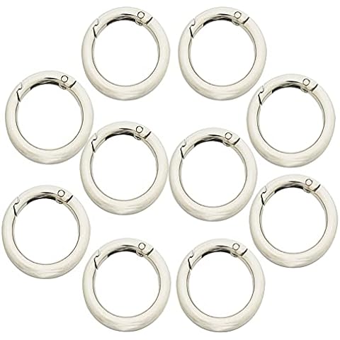 Bytiyar 10 pcs Round Carabiner Clips 22mm Inside Diameter 3.4mm Thickness  Spring Snap Hooks with Swivel O Ring Clasps DIY Accessories,Gun Black