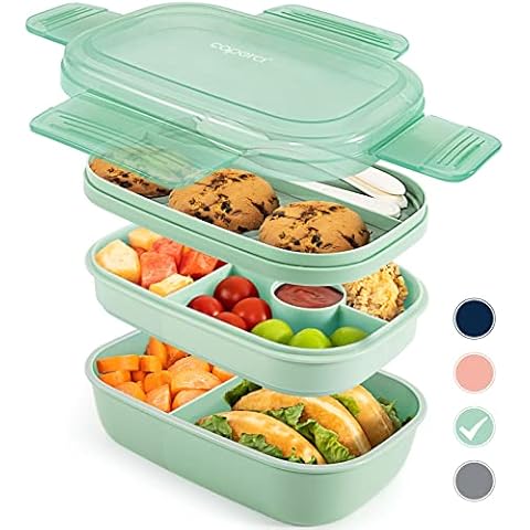 Stackable Bento Box With Large Capacity Leak Proof Eyeglass Jojo