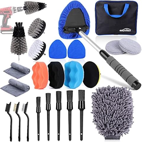 manfiter Car Detailing Kit, 31 Pcs Car Cleaning Kit, Car Detailing Kit  Interior Cleaner, Car Detailing Brush Set, Auto Detailing Kit for Car  Interior