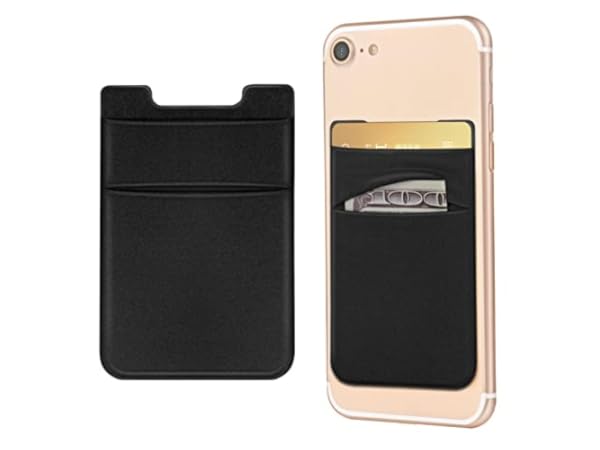 2Pack Adhesive Phone Pocket Cell Phone Stick on Card Wallet Sleeve Credit Cards/ID Card Holder(Double Secure) with 3M Sticker for Back of iPhone