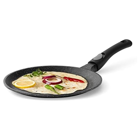 CAROTE Granite Non Stick Flat Roti Tava, Induction Base Swiss Coated Dosa  Pan, Tawa (Black, PFOA Free, 28cm, 5-ply, 4mm Coating)