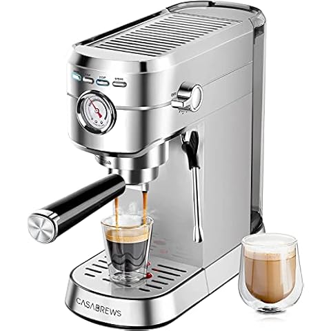 Mecity 20 Bar Espresso Machine with Milk Frother, Brushed