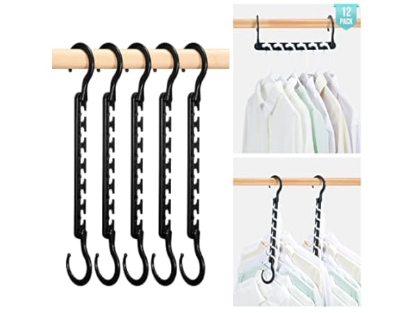 Hanger Hooks Space Saver, Lovely Bear Shape, 18 Pack, AS-SEEN-ON-TV, Clothes  Hanger Connector Hooks to Create Up to 5X More Closet Space, Heavy Duty  Cascading Hanger Hooks, Fits All Hangers, Black 