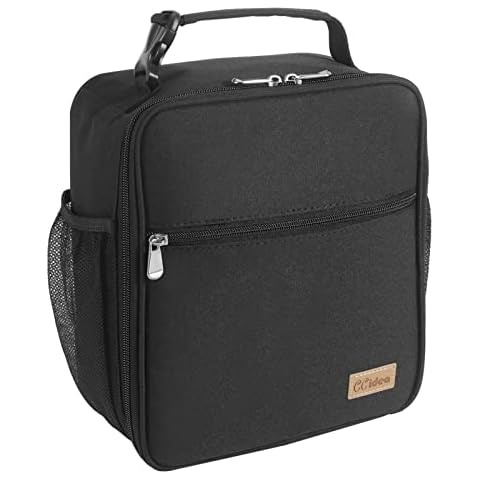 CCidea Lunch Bag for Women Men, Simple Insulated Lunch Box, Reusable Lunch  Boxes for Office Work Travel (Black with Velcro)