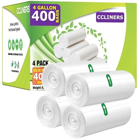 1.2 Gallon Small Trash Bags (420 Count) CCLINERS 1 Gallon Garbage Bags 5L Bathroom Trash Can Liners (420 Bags, 6 Colors)