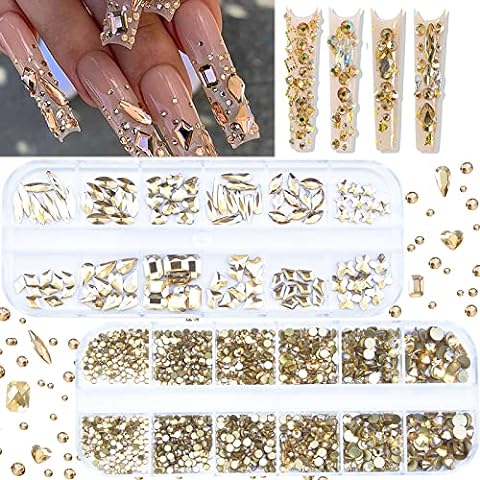 550Pcs Color Pearls Heart Nail Charms Mixed Sizes Flatback Hollow