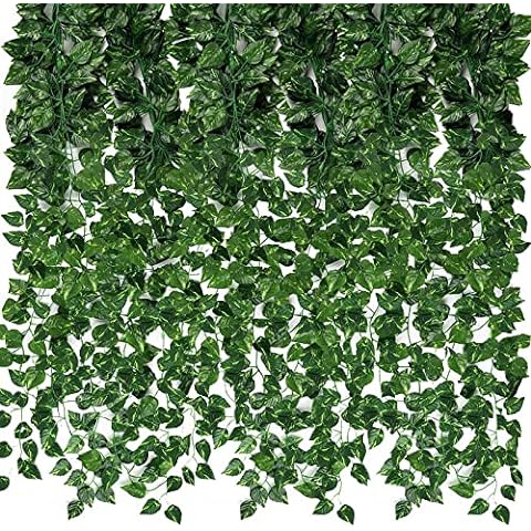ZWYOQI 84 feet Artificial Vines Greenery Garland Fake Hanging Leaves Faux  Foliage Plants for Wedding Party Garden Home Kitchen Office Wall  Decorations